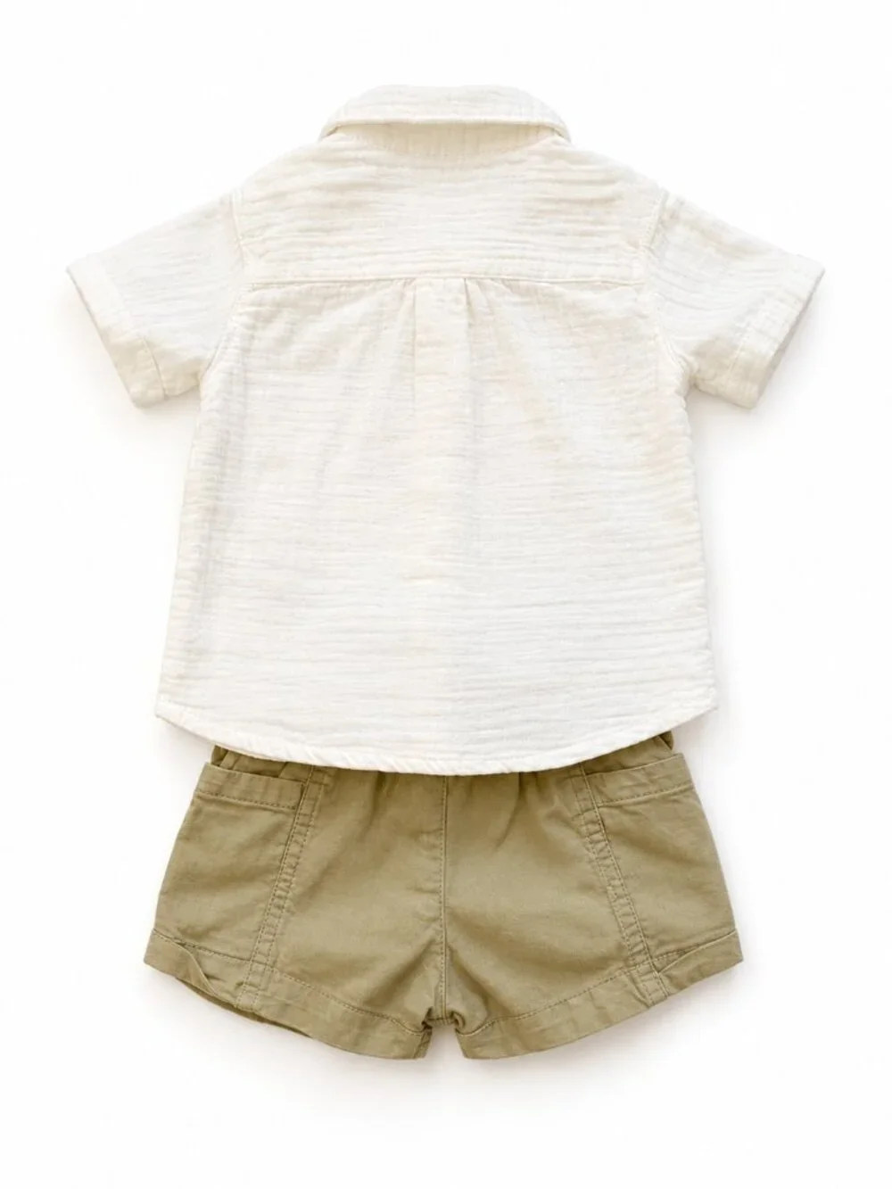 NWOT Little Planet Organic Cotton Linen Khaki 2 Piece Shirt Shorts Set 6M